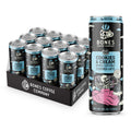 A 12-pack tray and single can of Bones Coffee Company Cookies & Cream flavor latte cans, shown on a clean white background.