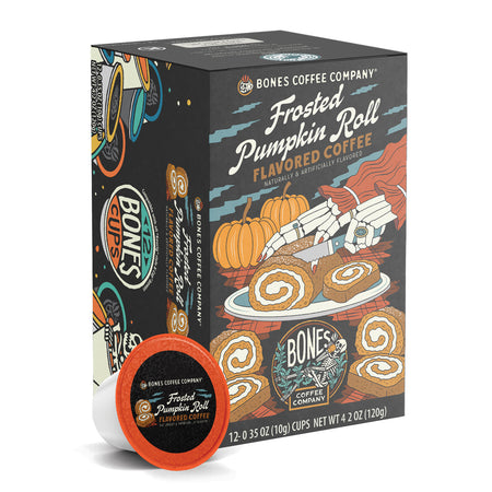 Frosted Pumpkin Roll Bones Cups - 12 Count | Bones Coffee