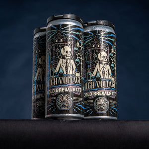 A four pack of High Voltage cold brew lattes.