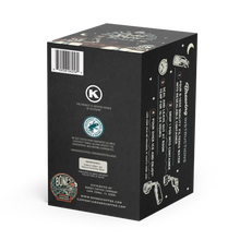 The back of a cold brew pack box. The Rainforest Alliance logo can be found in the center of the back, and there are instructions for how to make a cold brew on the side.
