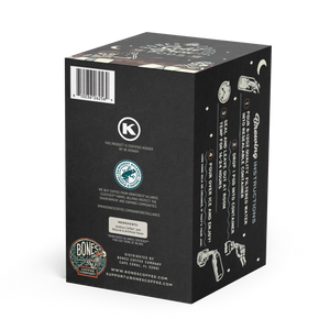 The back of a cold brew pack box. The Rainforest Alliance logo can be found in the center of the back, and there are instructions for how to make a cold brew on the side.