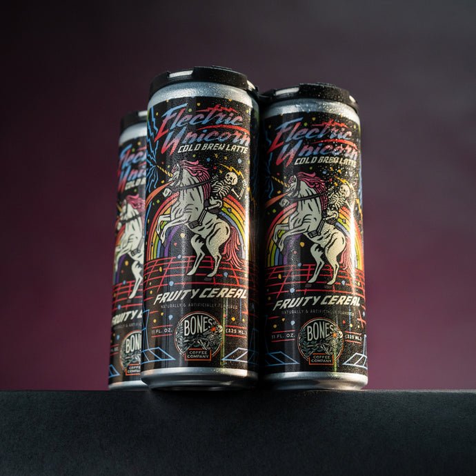 A four pack of Electric Unicorn cold brew lattes.