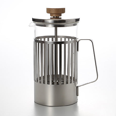 A Hario THT-4 MSV coffee press that has a stainless steel cage.