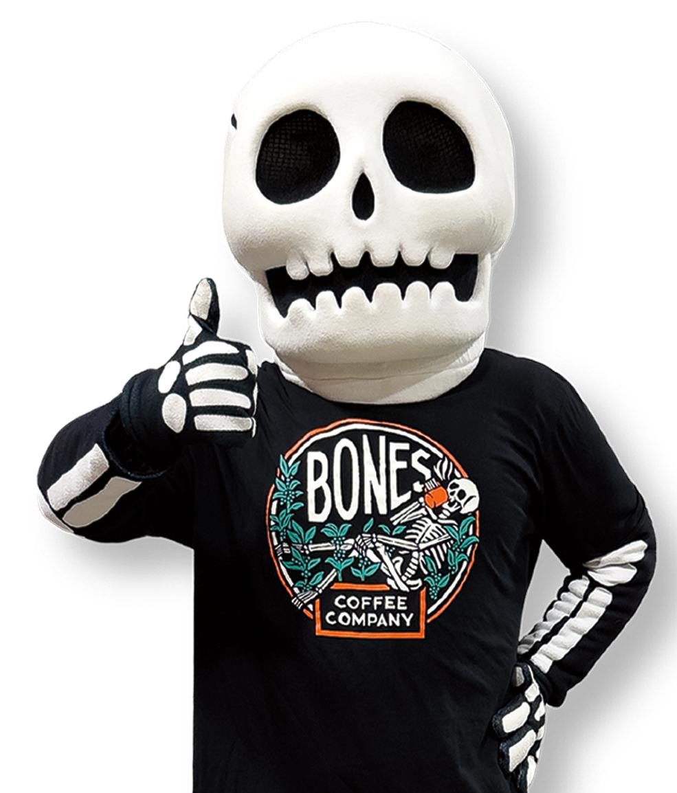 Bones Coffee mascot